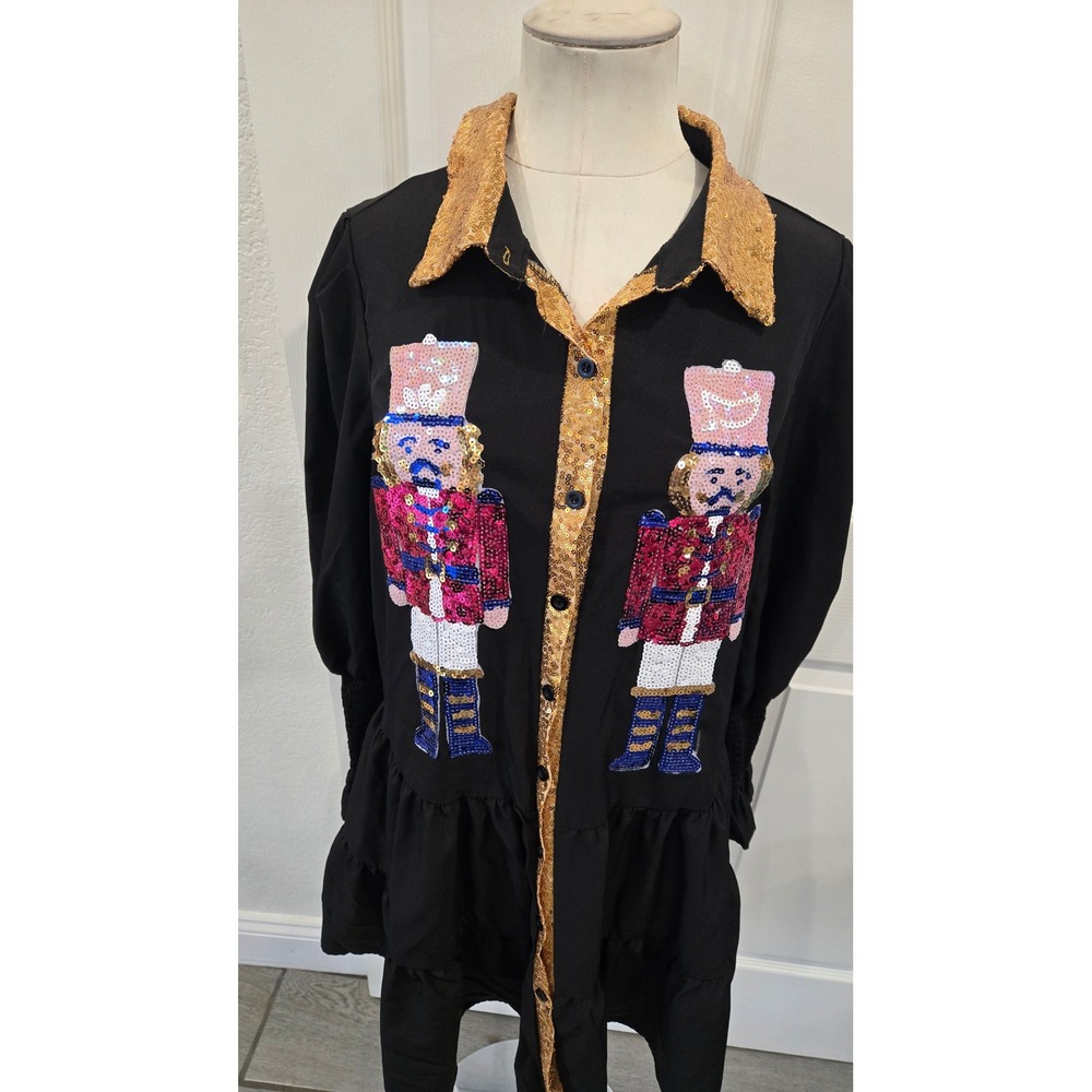 Black Nutcracker Sequin Collar Tiered Ruffle Butt… - image 2